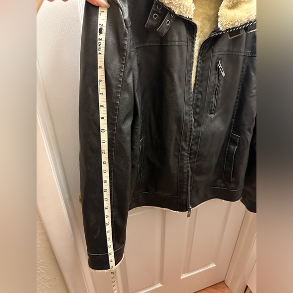 INC Men’s Faux Leather Bomber Jacket - Large - Picture 12 of 14